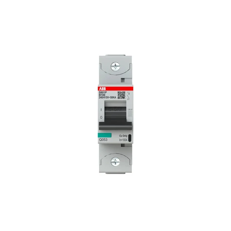 ABB S800N Miniature Circuit Breaker 1-Pole 100A Type B 690V AC 125V DC 36kA Breaking Capacity 2CCG001215R0001