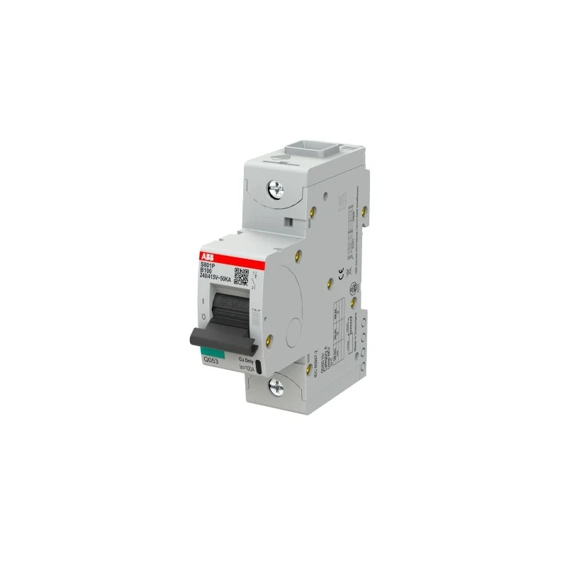 ABB S800N Miniature Circuit Breaker 1-Pole 100A Type B 690V AC 125V DC 36kA Breaking Capacity 2CCG001215R0001