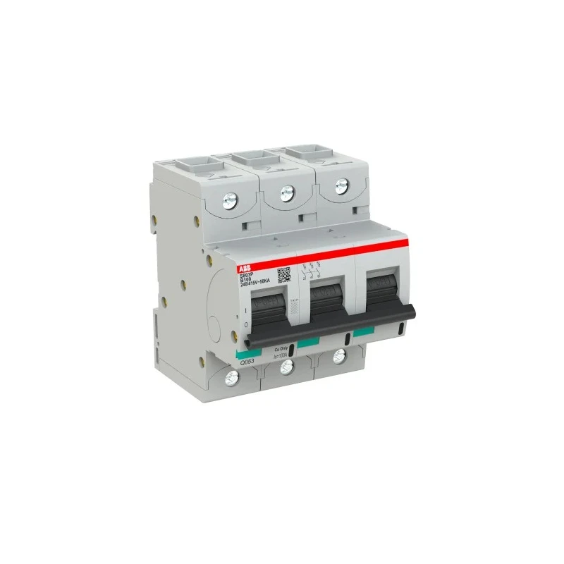 ABB High Performance S800N Miniature Circuit Breaker 3-Pole 100A Type B 690V AC 375V DC 36kA 2CCG001221R0001
