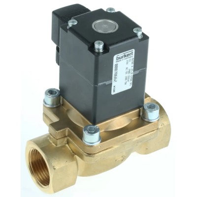 Burkert Solenoid Valve, 2 Port, Normally Closed, 24V AC/DC, 16 Bar Brass, 1 Inch, Flow Kv 10m³/h, Model 078662