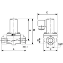 Burkert Solenoid Valve, 2 Port, Normally Closed, 24V AC/DC, 16 Bar Brass, 1 Inch, Flow Kv 10m³/h, Model 078662