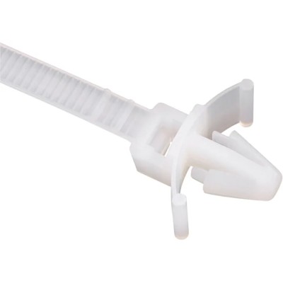HellermannTyton Cable Tie Non-Releasable Polyamide 66, Natural, 200 mm x 4.7 mm, Mounting Clip, UL 111-85729 T50RSFM-PA66-NA