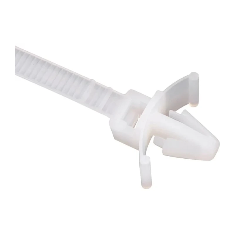 HellermannTyton Cable Tie Non-Releasable Polyamide 66, Natural, 200 mm x 4.7 mm, Mounting Clip, UL 111-85729 T50RSFM-PA66-NA