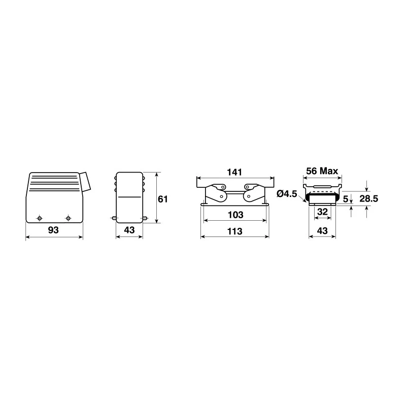 EPIC H-BE Heavy Duty Power Connector 6 Way 35A PG21 Thread Aluminium Alloy IP Rated 10082000+10170000+12954500