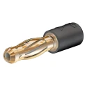 Staubli Black Test Connector Adapter, Brass Contacts, Gold Plated, 4 mm Plug to 2 mm Socket 24.0106-21
