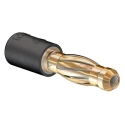Staubli Black Test Connector Adapter, Brass Contacts, Gold Plated, 4 mm Plug to 2 mm Socket 24.0106-21