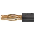 Staubli Black Test Connector Adapter, Brass Contacts, Gold Plated, 4 mm Plug to 2 mm Socket 24.0106-21