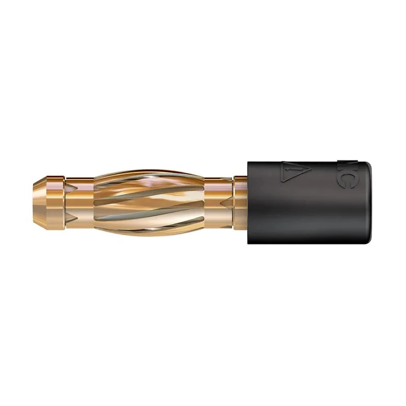 Staubli Black Test Connector Adapter, Brass Contacts, Gold Plated, 4 mm Plug to 2 mm Socket 24.0106-21