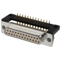 Cinch FD 25 Way Right Angle 2.76 mm Pitch Through Hole D-Sub Connector Female FDBB-25S1AENT2/1, 5A, 200V