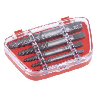 RS PRO 5 Piece Plastic Alloy Steel Screw Extractor Set 446-853, Spiral Fluted, M3–M18, HRC 50–60, Plastic Case