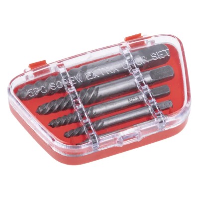RS PRO 5 Piece Plastic Alloy Steel Screw Extractor Set 446-853, Spiral Fluted, M3–M18, HRC 50–60, Plastic Case
