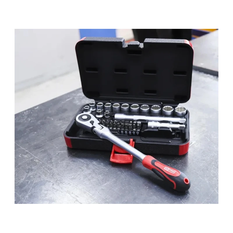 RS PRO 40-Piece 3/8 in Standard Socket Set Chrome Alloy Steel 253-166