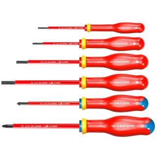 Facom PROTWIST 1000V Insulated Pozidriv Screwdriver Set, 6 Pieces ATDVE.J6PB