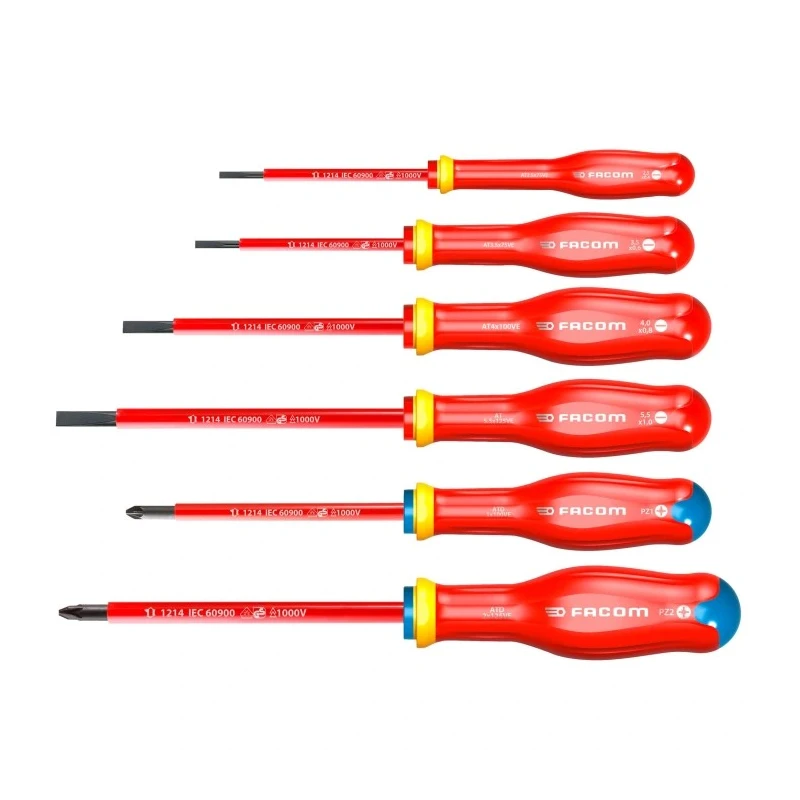 Facom PROTWIST 1000V Insulated Pozidriv Screwdriver Set, 6 Pieces ATDVE.J6PB