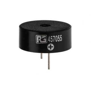 RS PRO Piezo Buzzer Component Through Hole, Continuous Tone, Internal Drive, 95dB, 9.5mm Height, 3–30V DC 457-055