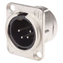 Neutrik Panel XLR Connector, Straight, 4 Way, 50V, Silver over Nickel Plating, Panel Mount, NC4MD-L-1