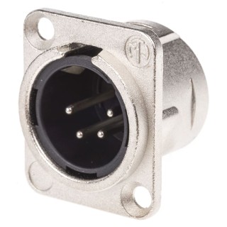 Neutrik Panel XLR Connector, Straight, 4 Way, 50V, Silver over Nickel Plating, Panel Mount, NC4MD-L-1