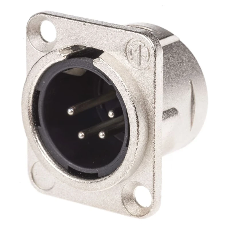 Neutrik Panel XLR Connector, Straight, 4 Way, 50V, Silver over Nickel Plating, Panel Mount, NC4MD-L-1