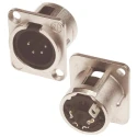 Neutrik Panel XLR Connector, Straight, 4 Way, 50V, Silver over Nickel Plating, Panel Mount, NC4MD-L-1