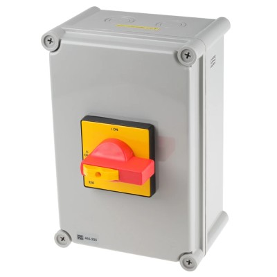 RS PRO 8-Pole DIN Rail Isolator Switch, IP65, 32A, 11kW, Red Handle, LB Series IP65