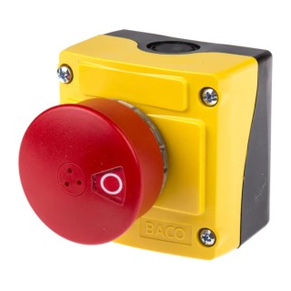 BACO Pull Release Emergency Stop Push Button, Surface Mount, 2 NC Contacts, IP66, Plastic LBX1