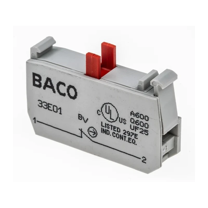 BACO Series Contact Block 600V 1 NC Screw Terminal 10A IP20 33E01