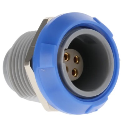 LEMO Redel P Series Circular Connector 4 Contacts, Panel Mount, Socket, Female, IP50, 8A, 600V PKG.M0.4GL.LA