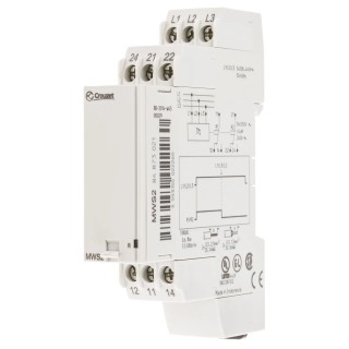 Crouzet 3 Phase Monitoring Relay 183–484 VAC/VDC, DPDT, DIN Rail, 5A, Terminal Block, IP30/IP20, 250V ac/dc, Model 84873021