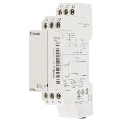 Crouzet 3 Phase Monitoring Relay 183–484 VAC/VDC, DPDT, DIN Rail, 5A, Terminal Block, IP30/IP20, 250V ac/dc, Model 84873021