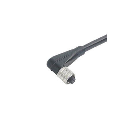 binder 3 Way Right Angle to Unterminated 4 Way Female Sensor Actuator Cable, 2 m, Polyurethane Jacket, Black 79-3104-32-03