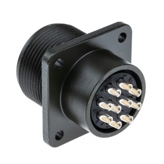 Amphenol Industrial MIL Spec Circular Connector Copper Alloy Straight Box Mount Female, Male, 10 Contacts, Black MS3102A