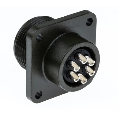 Amphenol Industrial MIL Spec Circular Connector, Copper Alloy Box Mount, 6 Female Contacts, IP67 MS3102A