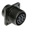Amphenol Industrial MIL Spec Circular Connector, 10 Way, Box Mount, Female, Copper Alloy, IP67, 250/700V AC, Straight MS3102A