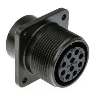 Amphenol Industrial MIL Spec Circular Connector, 10 Way, Box Mount, Female, Copper Alloy, IP67, 250/700V AC, Straight MS3102A