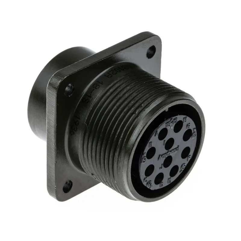 Amphenol Industrial MIL Spec Circular Connector, 10 Way, Box Mount, Female, Copper Alloy, IP67, 250/700V AC, Straight MS3102A