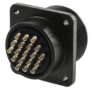 Amphenol Industrial MIL Spec Circular Connector, Female, Box Mount, Copper Alloy, 19 Way, Straight MS3102A