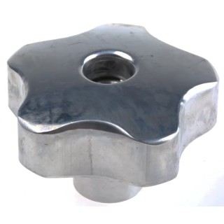 NEUTRAL Aluminium Clamping Knob, Multiple Lobes, Threaded Through Hole, 60 mm Diameter, Silver 478-400