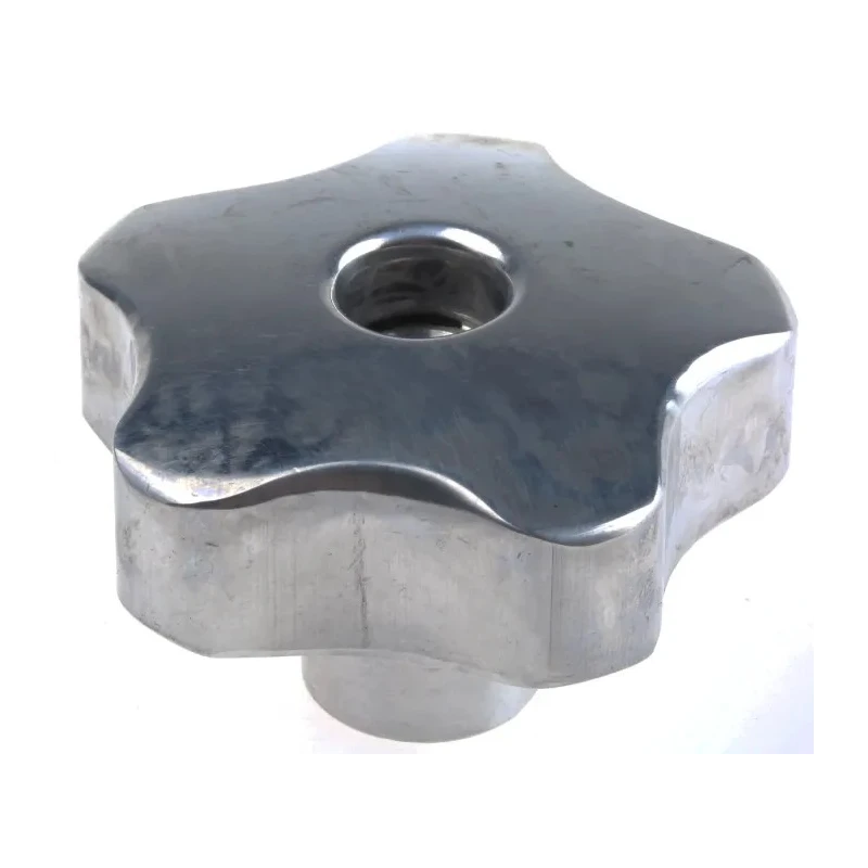 NEUTRAL Aluminium Clamping Knob, Multiple Lobes, Threaded Through Hole, 60 mm Diameter, Silver 478-400