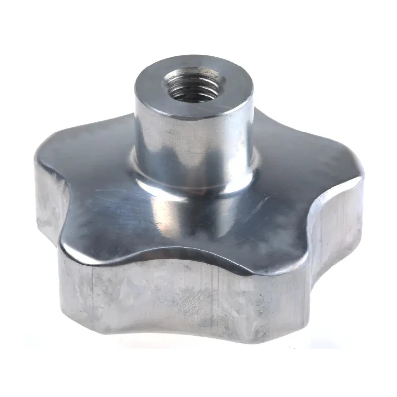 NEUTRAL Aluminium Clamping Knob, Multiple Lobes, Threaded Through Hole, 60 mm Diameter, Silver 478-400