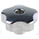 RS PRO Silver Aluminium Multiple Lobes Clamping Knob M10 Threaded Through Hole 50 mm 478-387