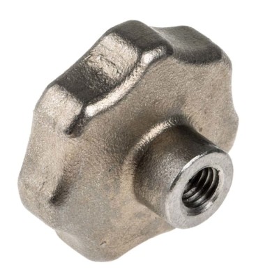 RS PRO Silver 304 Stainless Steel Multiple Lobes Clamping Knob, M6 Threaded Through Hole 478-939