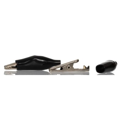 RS PRO Black Crocodile Clip Nickel Plated Steel, 5A, Insulated, 8mm Jaw Opening 483-859