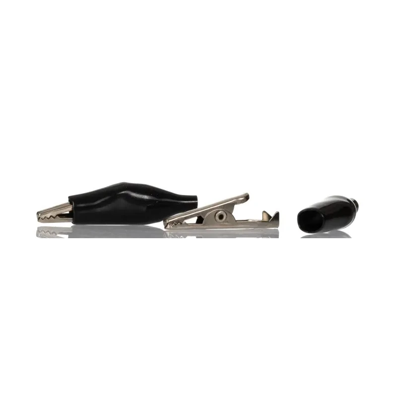 RS PRO Black Crocodile Clip Nickel Plated Steel, 5A, Insulated, 8mm Jaw Opening 483-859