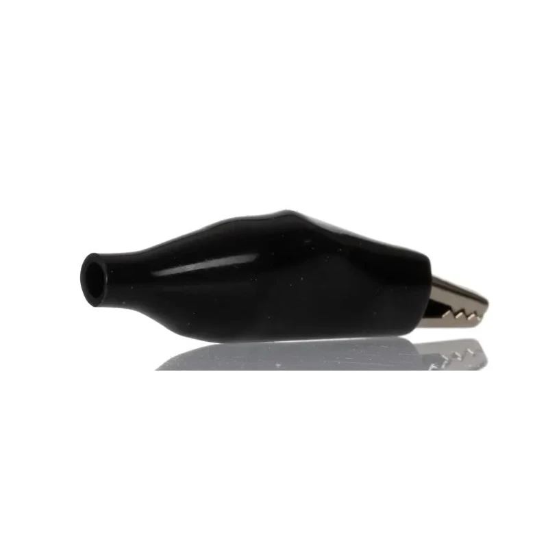 RS PRO Black Crocodile Clip Nickel Plated Steel, 5A, Insulated, 8mm Jaw Opening 483-859