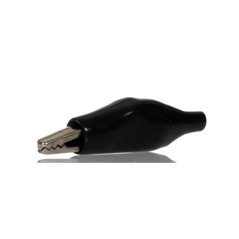 RS PRO Black Crocodile Clip Nickel Plated Steel, 5A, Insulated, 8mm Jaw Opening 483-859