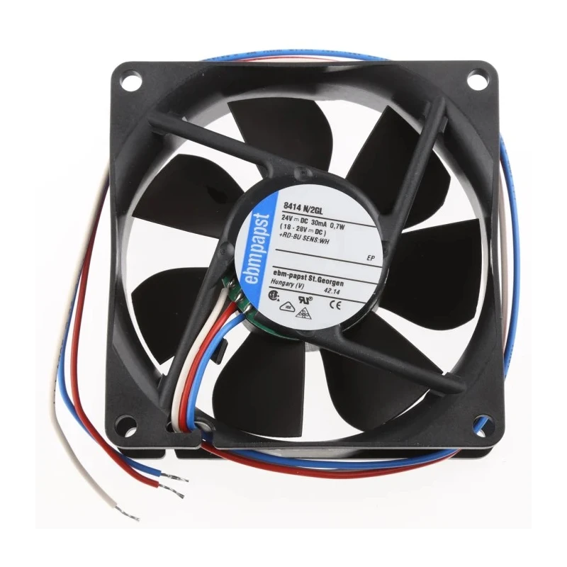 ebm-papst Axial Fan , 24V DC, 33 m³/h Air Flow, 700 mW, 80x80x25 mm, IP20, Sleeve Bearing