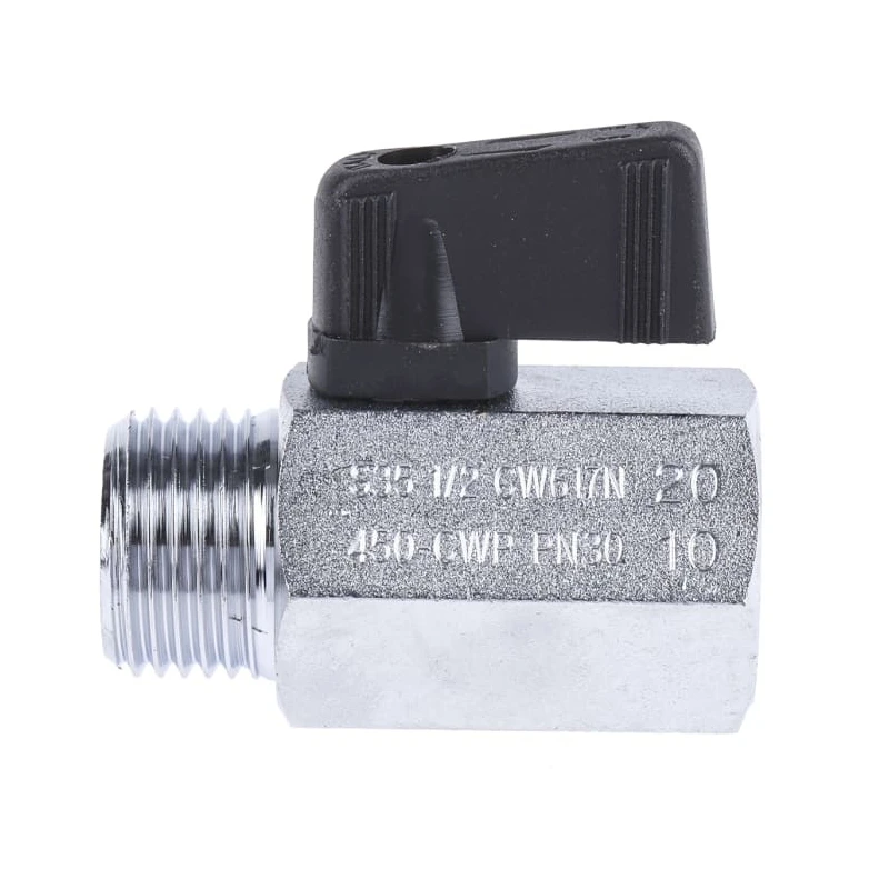 RS PRO Chrome Plated Brass Hydraulic Ball Valve, 1/2 Inch, 2 Ports, Threaded, 30 Bar, S35 Series 486-356