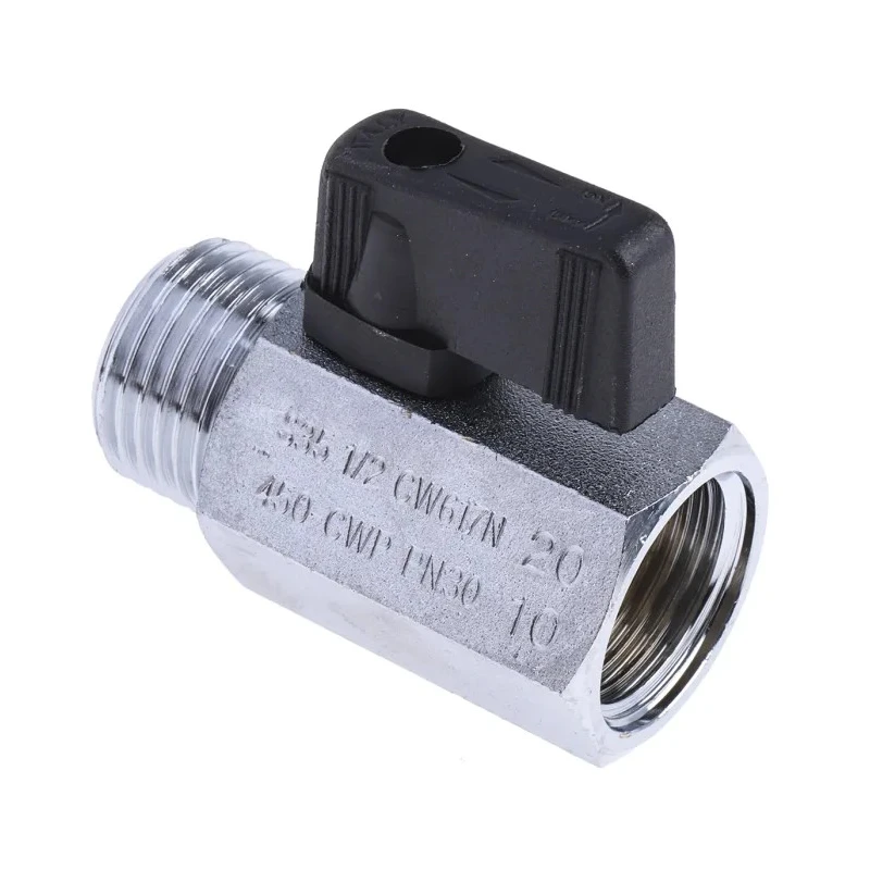 RS PRO Chrome Plated Brass Hydraulic Ball Valve, 1/2 Inch, 2 Ports, Threaded, 30 Bar, S35 Series 486-356
