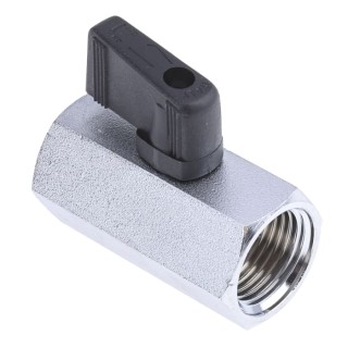 RS PRO Chrome Plated Brass Hydraulic Ball Valve, Threaded G, 1/2 Inch, 30 Bar, Mini, S35 Series 486-350