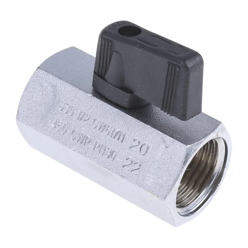 RS PRO Chrome Plated Brass Hydraulic Ball Valve, Threaded G, 1/2 Inch, 30 Bar, Mini, S35 Series 486-350